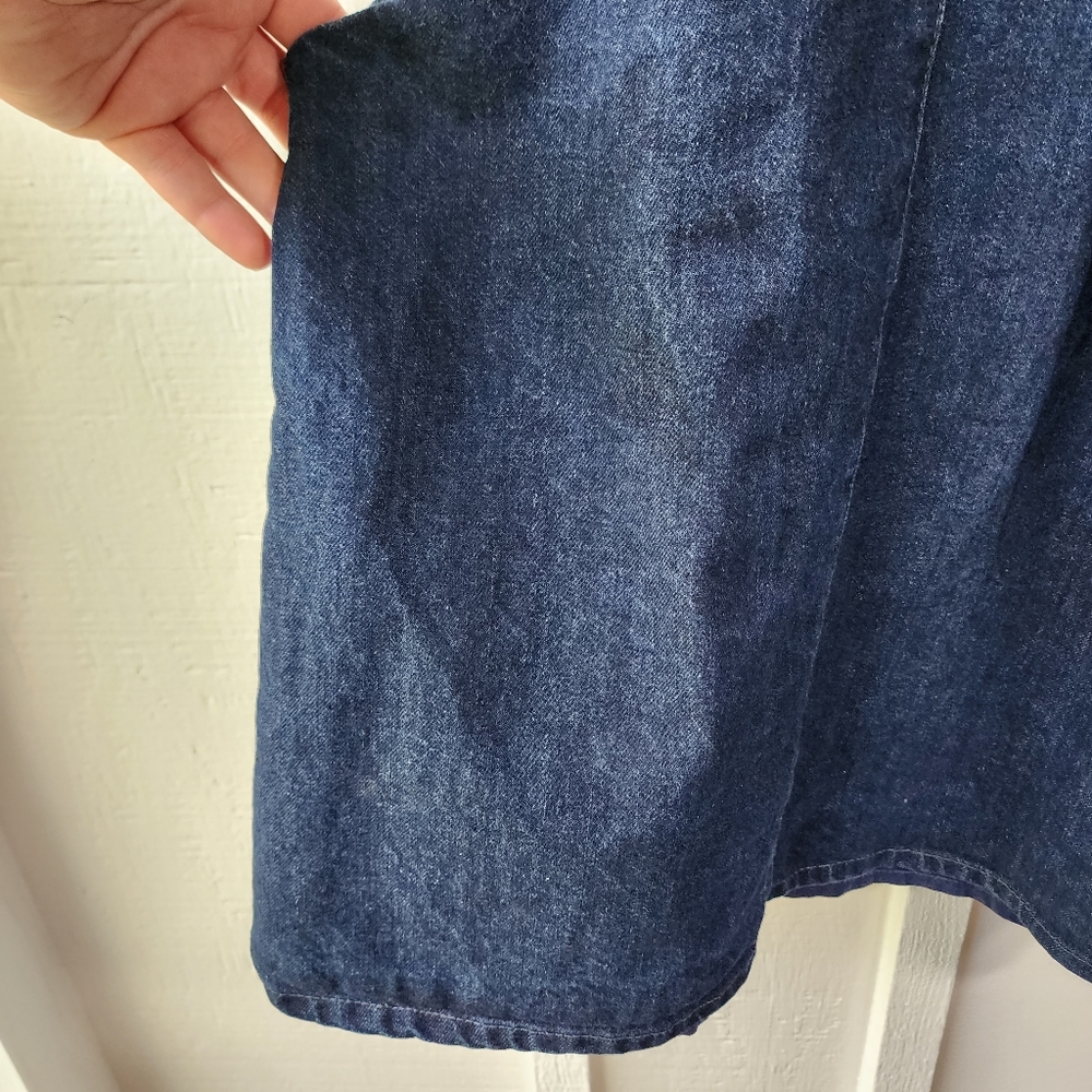 Zara Trafaluc Denim Overall Skirt Dark Blue Mini Size Large - Picture 3 of 13